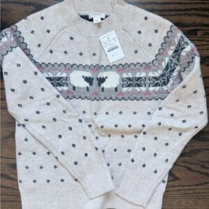 Girls Crewcuts Fair Isle Sweater - Cream and Black - Brand New!